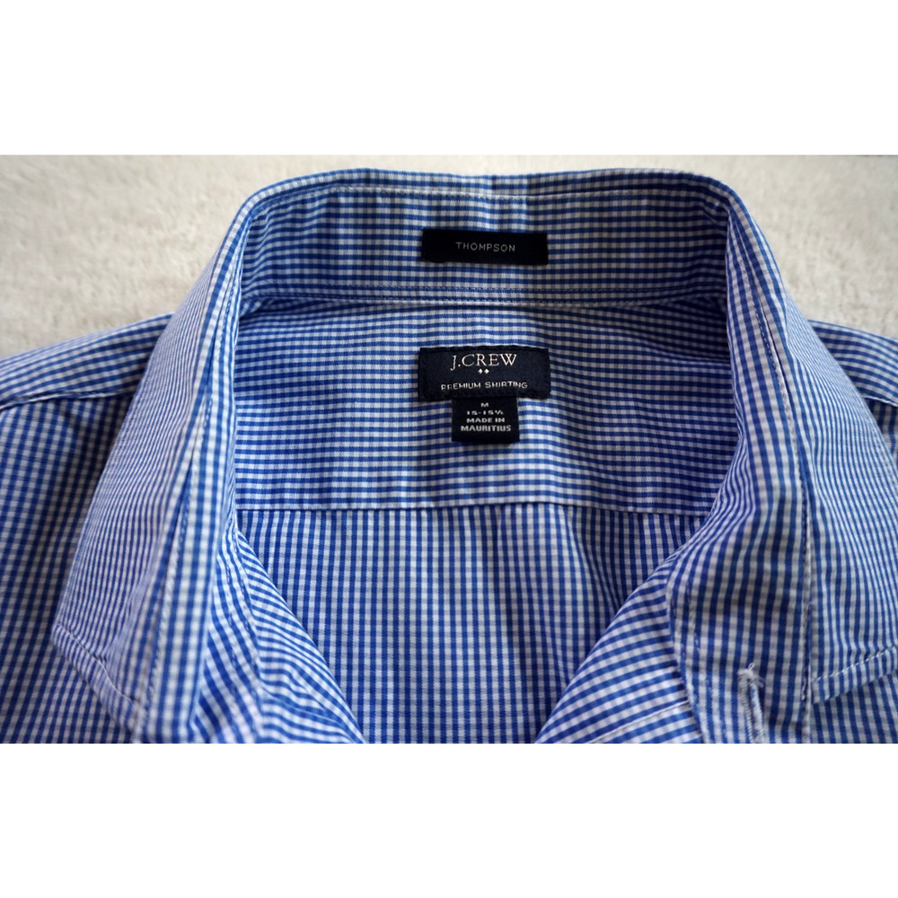 J. Crew Thompson Blue Check Gingham Poplin Dress Shirt Mens 15-15.5 - Picture 2 of 9